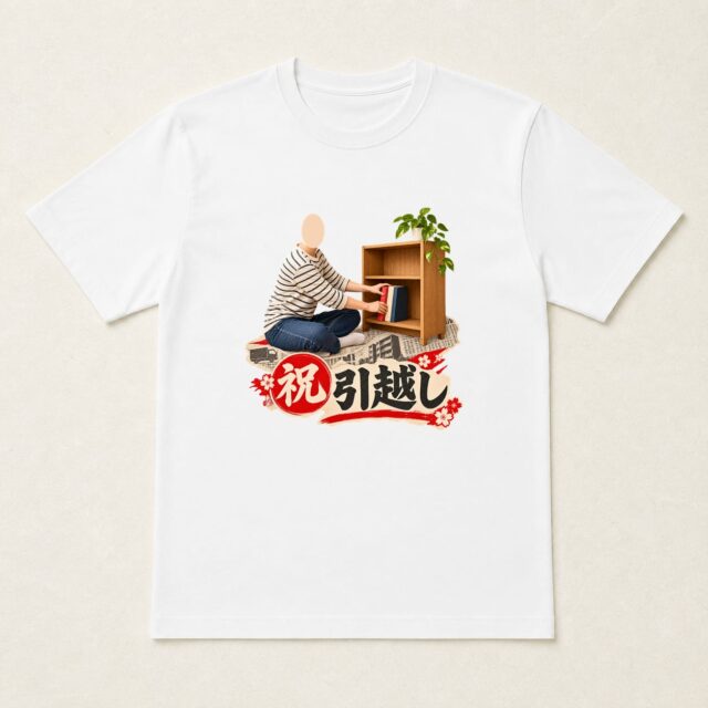 顔写真でつくる引越し祝いTシャツ「物語の続きはこちら」