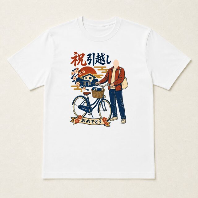 顔写真でつくる引越し祝いTシャツ「新しい街へ、ひとこぎ」