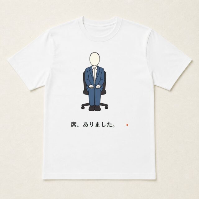 顔写真でつくる就職祝いTシャツ「席、ありました。」
