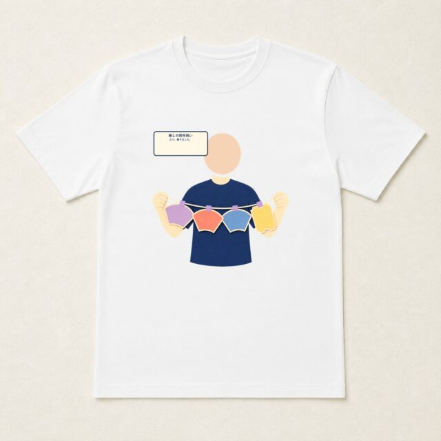 顔写真でつくる推しの周年祝いTシャツ「三つ、飾りました。」