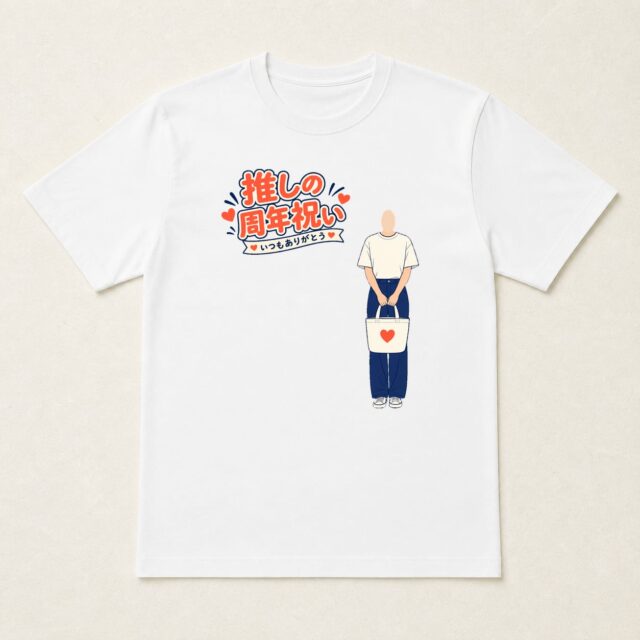 顔写真でつくる推しの周年祝いTシャツ「今日も応援中」