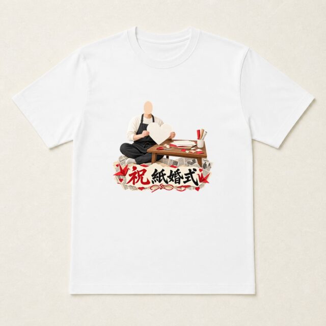 顔写真でつくる結婚1周年・紙婚式Tシャツ「ふたりの形を切り出す」