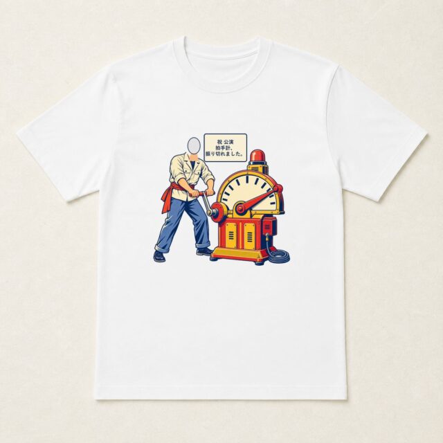 顔写真でつくる発表会・公演記念Tシャツ「拍手計、振り切れました。」