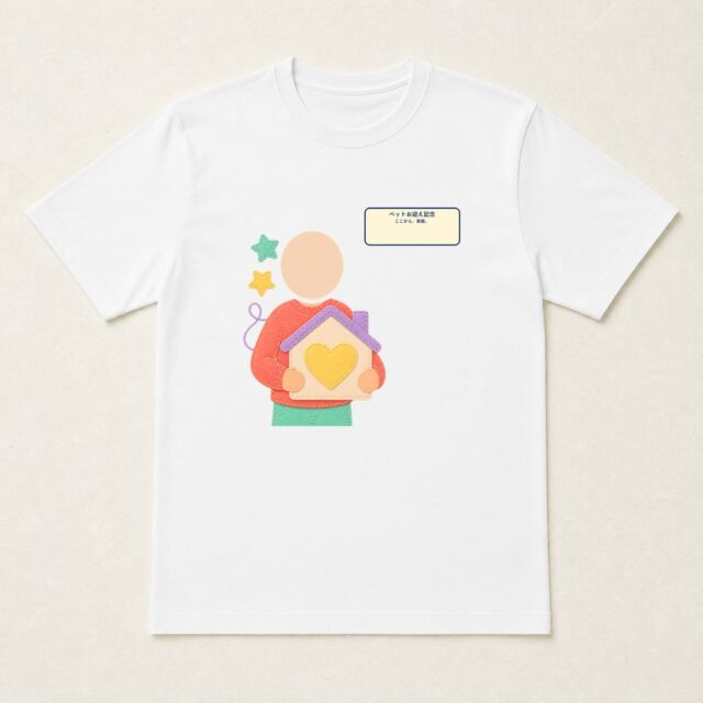 顔写真でつくるペットお迎え記念Tシャツ「ここから、家族。」