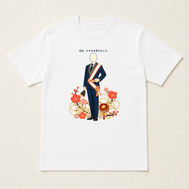顔写真でつくる昇進祝いTシャツ「役目、たすきを受けました。」