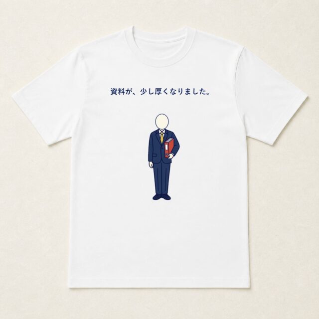顔写真でつくる昇進祝いTシャツ「資料が、少し厚くなりました。」