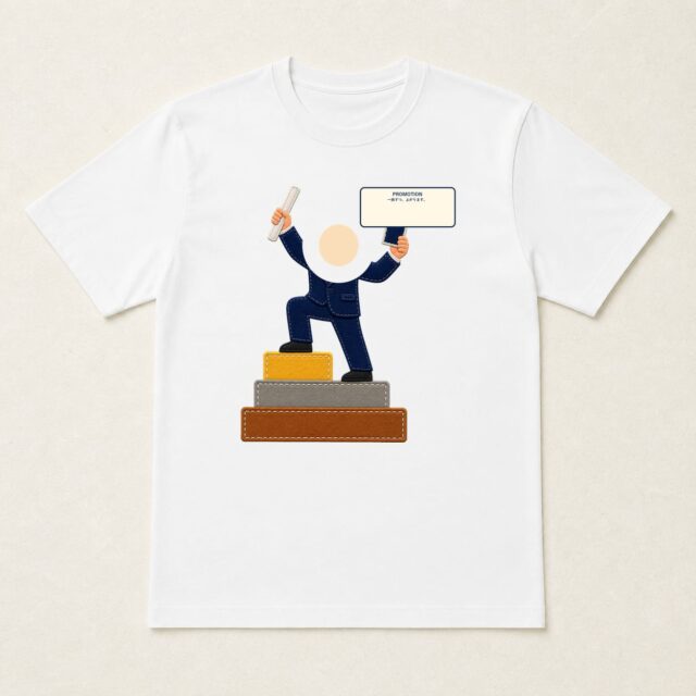 顔写真でつくる昇進祝いTシャツ「一段ずつ、上がります。」