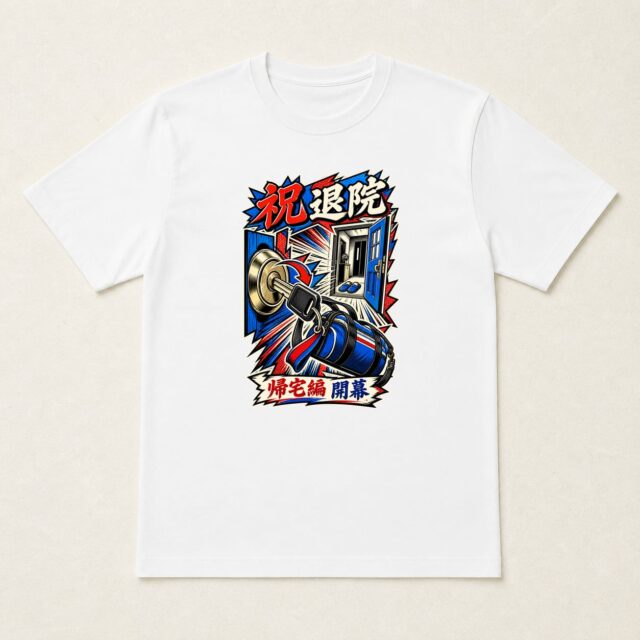 退院・快気祝いTシャツ「帰宅編開幕・鍵の突破コマ」