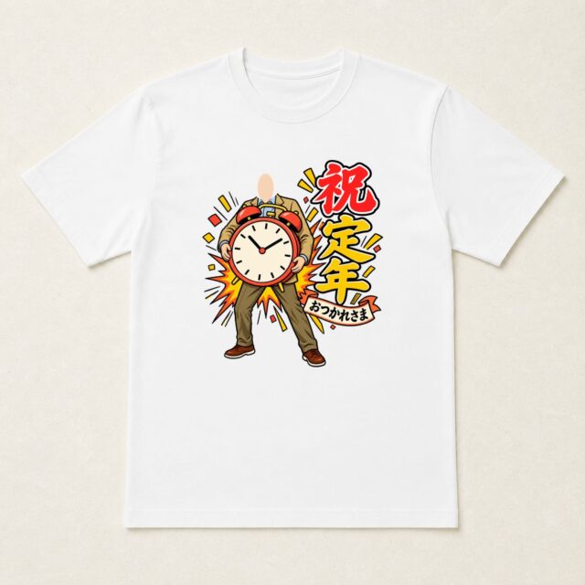 顔写真でつくる定年退職Tシャツ「これからは、自分の時間」