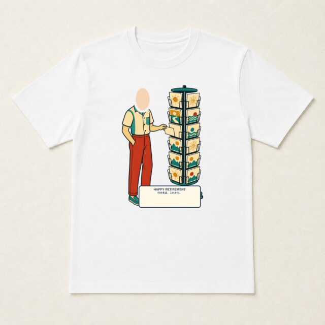 顔写真でつくる定年退職Tシャツ「定年、行き先はこれから。」