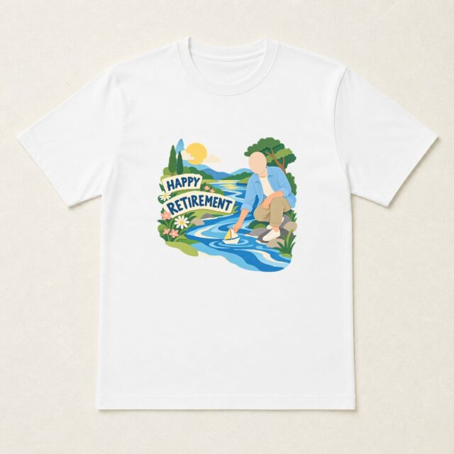 顔写真でつくる定年退職Tシャツ「新しい川へ」