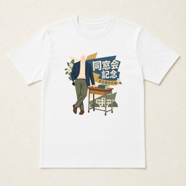 顔写真でつくる同窓会記念Tシャツ「思い出の席、空いてます」