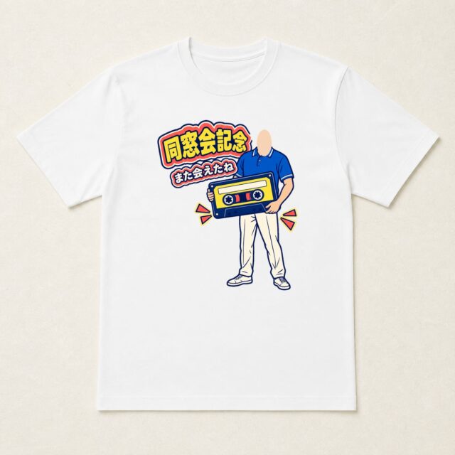 顔写真でつくる同窓会記念Tシャツ「思い出、再生中」