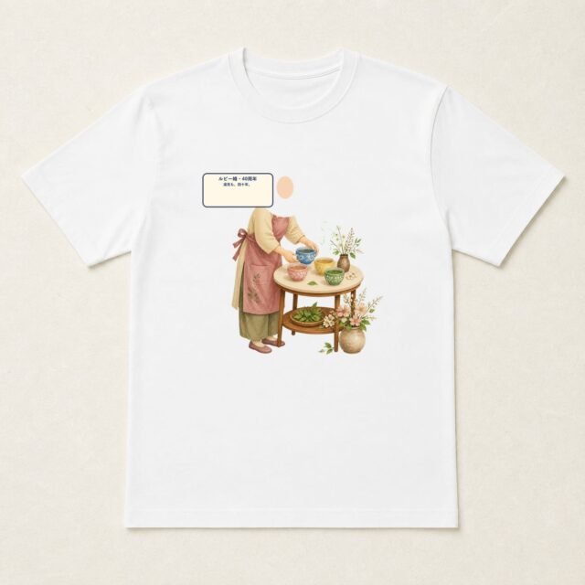 顔写真でつくるルビー婚・40周年Tシャツ「湯気も、四十年。」