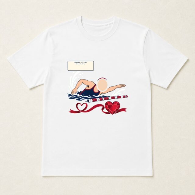 顔写真でつくる結婚40周年・ルビー婚式Tシャツ「息を合わせて、四十年。」