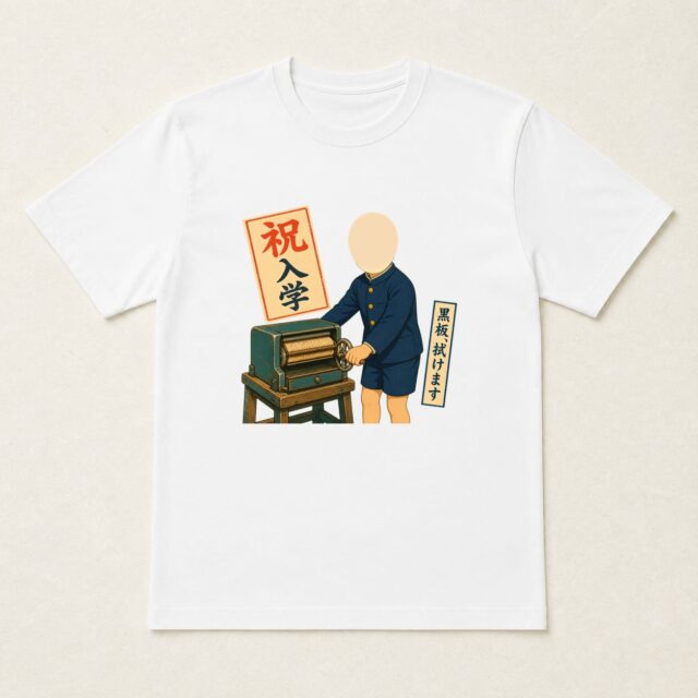 顔写真でつくる入学祝いTシャツ「黒板、拭けます」