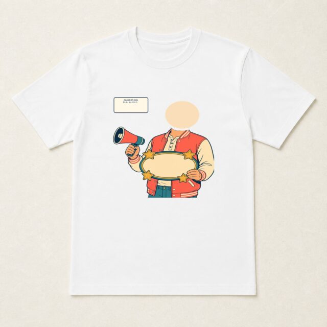顔写真でつくる入学祝いTシャツ「思い出、はじまります。」