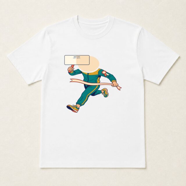 顔写真でつくる入学祝いTシャツ「一歩ずつ、進みます。」