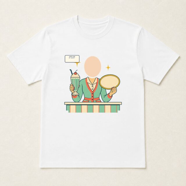 顔写真でつくる七五三Tシャツ「甘く、続けます。」