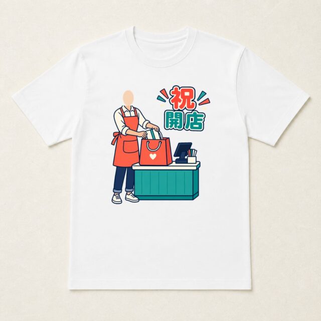 顔写真でつくる開店祝いTシャツ「はじめてのお包み」
