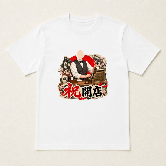 顔写真でつくる開店祝いTシャツ「最初のお会計」