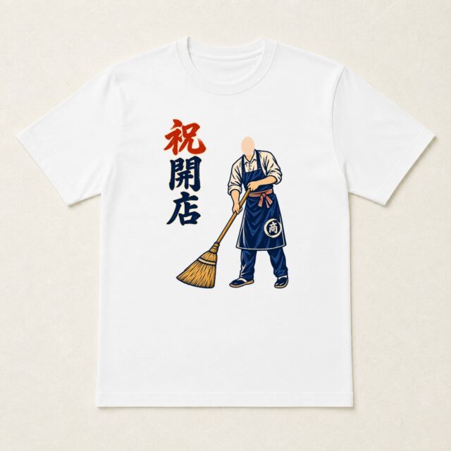 顔写真でつくる開店祝いTシャツ「店先をととのえて」