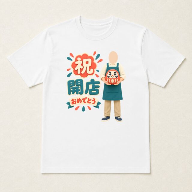 顔写真でつくる開店祝いTシャツ「願いを、ころんと」