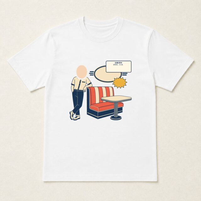 顔写真でつくる店舗5周年Tシャツ「五年目も、ひと息。」