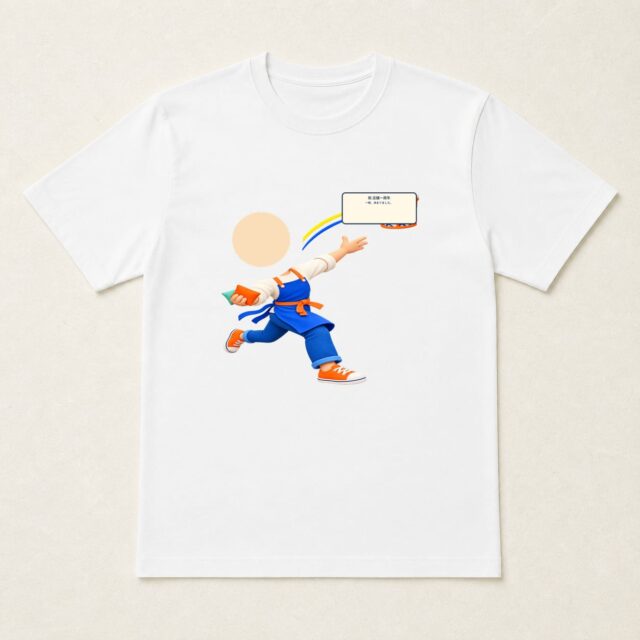 顔写真でつくる店舗1周年Tシャツ「一投、決まりました。」