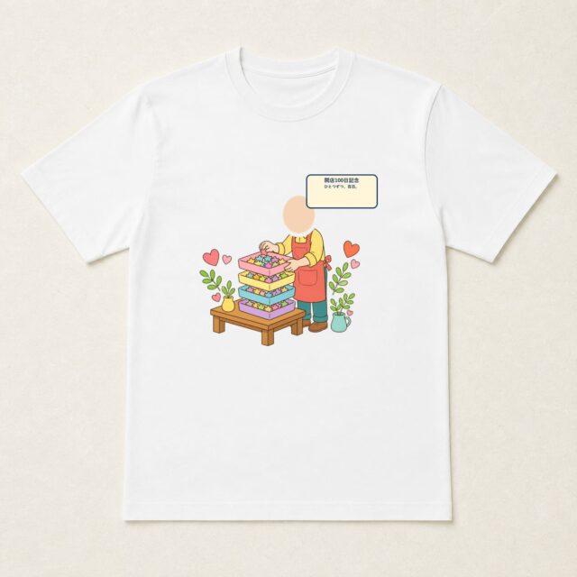 顔写真でつくる開店100日記念Tシャツ「ひとつずつ、百日。」