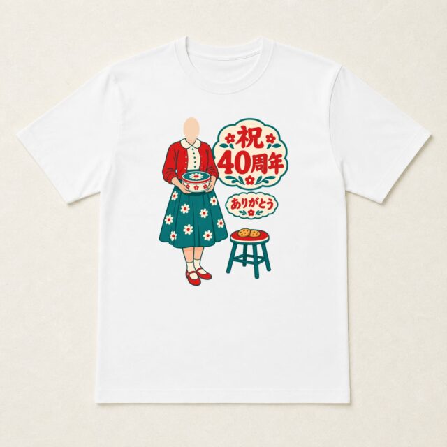 顔写真でつくる店舗40周年Tシャツ「四十年分の、ほっとひと息」