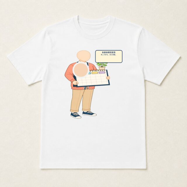 顔写真でつくる生徒会就任記念Tシャツ「きょうから、まとめ役。」