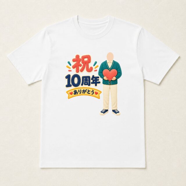 顔写真でつくる店舗10周年Tシャツ「ぬくもりを、重ねて」