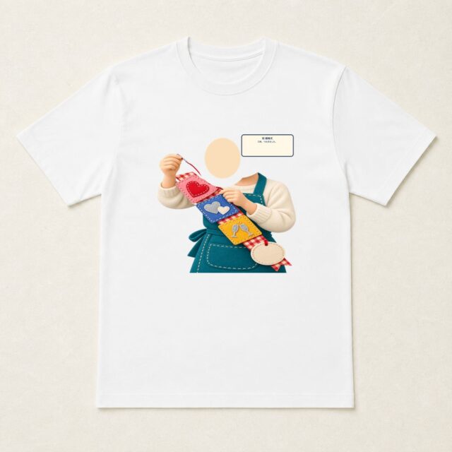 顔写真でつくる結婚10周年・錫婚式Tシャツ「三枚、つなぎました。」