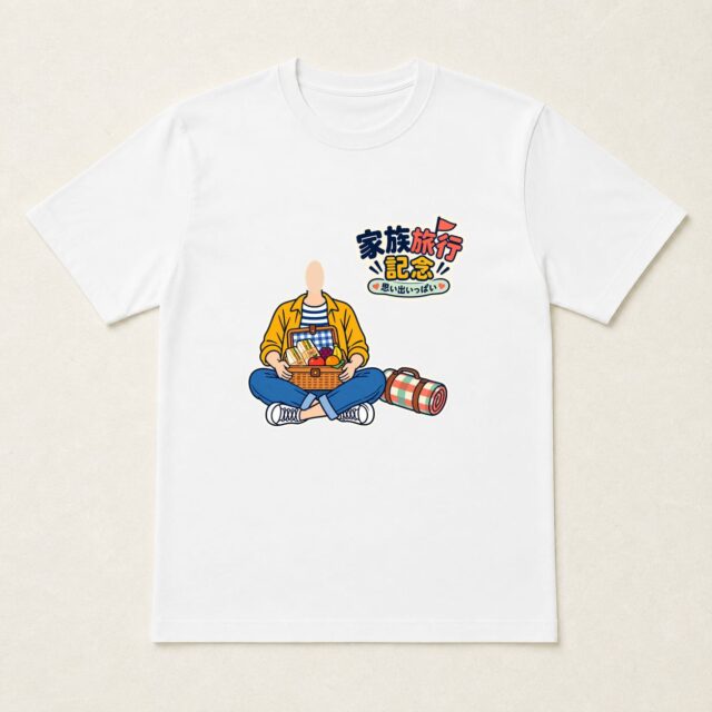 顔写真でつくる家族旅行記念Tシャツ「旅先でいただきます」