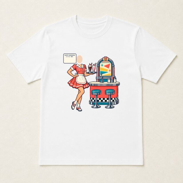 顔写真でつくる結婚祝いTシャツ「ふたり分、乾杯。」